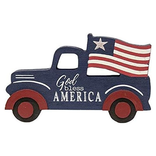 Camión Patriótico Vintage Americano Decorativo Estant...