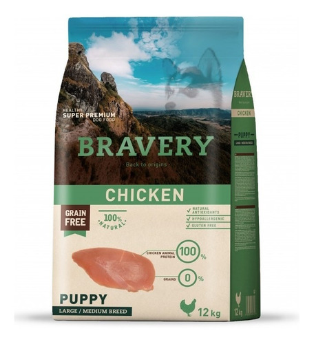 Bravery Chicken Puppy Large/medium Breeds 12kg 