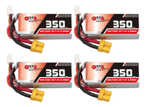 Gaoneng 4 Unids Gnb Lipo Batería 2s 350mah 7.4v 60c 120c C.