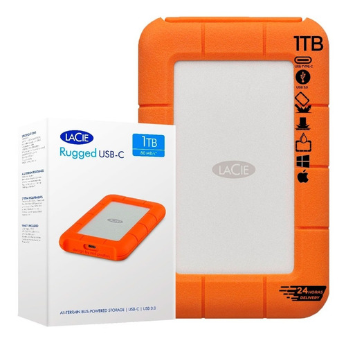 Disco Duro Externo Lacie 1tb Rugged Usb 3.1 Gen 1 Type-c