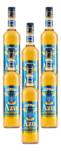 Six Pack Licor De Agave Espina Azul Oro 1000 Ml