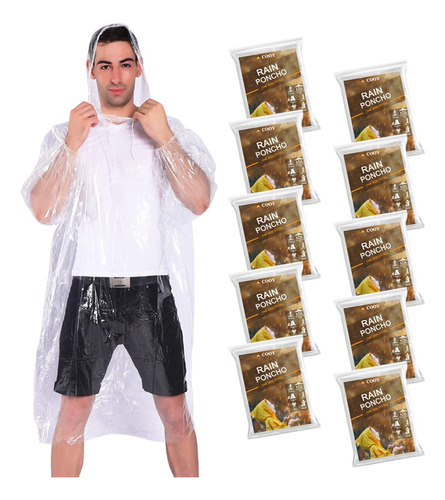 Cooy Ponchos De Lluvia, Con Capucha Con Cordn (paquete De 10