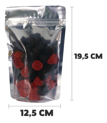 1000 Saquinhos Stand Up Pouch 12,5x19,5 Metalizado C/ Visor