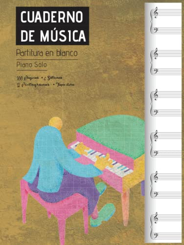 Cuaderno De Musica | Partitura En Blanco Para Piano Solo | C