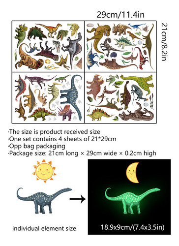 ( Calcomanías De Pared Con Forma De Dinosaurio, Pegatinas