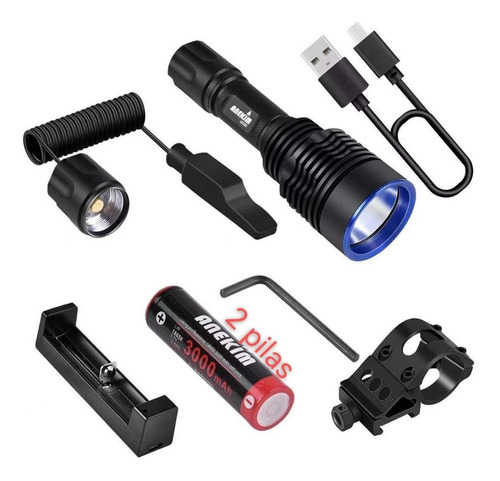 Kit Linterna Luz Roja Led Caza Largo Alcance Accesorios