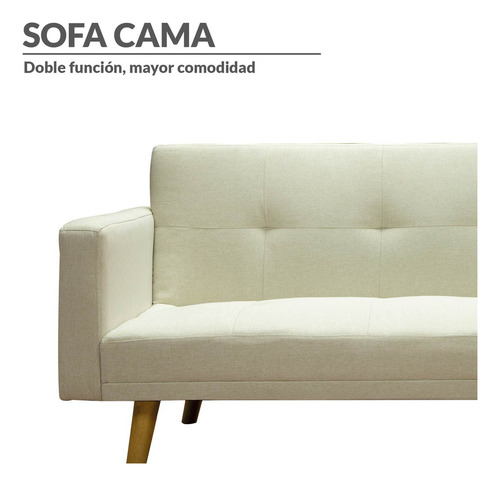 Sofa Cama Plegable Con Apoyabrazos Tapizado Lino Color Beige