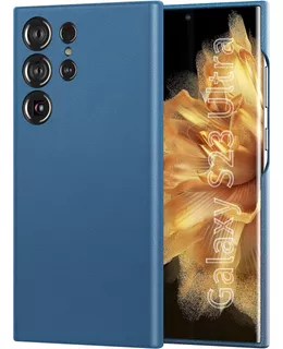 Funda Ddj Delgada Cuero Para Galaxy S23 Ultra Azul