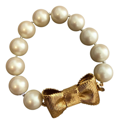 Pulsera Kate Spade All Up Pearl Con Lazo Dorado