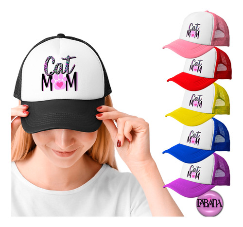 Gorras C/malla Sublimadas Mama Cat Diseño Personalizado