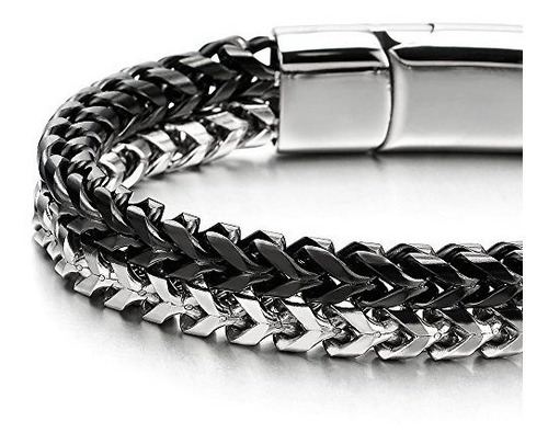 Imagen 3 de 7 de Coolsteelandbeyond Hombres Acero Inoxidable Doble Fila Plata