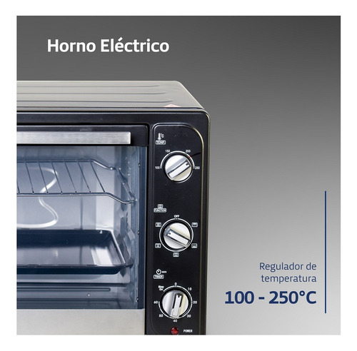 Horno Bgh Eléctrico Negro Mecánico 64 Litros Func Conveccion Negro