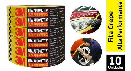 Fita Crepe Automotiva Mascaramento 18mm X 40m 3m (10 Rolos)