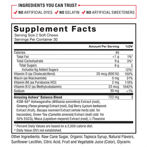Force Factor Amazing Ashwa Ashwagandha 120 Masticables