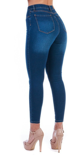 Imagen 4 de 7 de Pantalón Jeans Mezclilla Stretch Dama Con Botones Al Frente