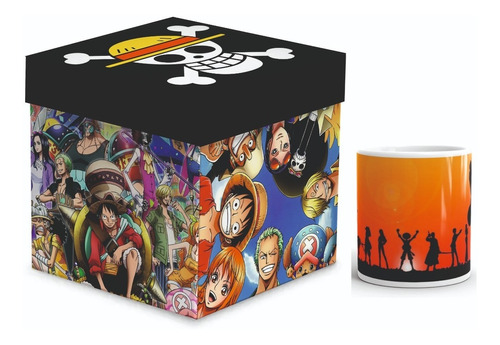 One Piece Taza Anime Con Caja De Madera Para Regalo 