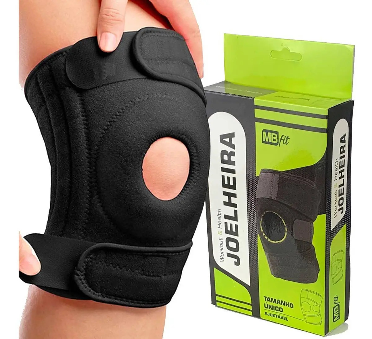 Joelheira Compressão articulada partelar tensor ajustavel MBFit Preta
