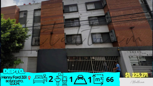 E Departamento (65m2) A 5 Mins De Plaza Tepeyac, Metro Talismán Y Circuito Interior Db15-r104