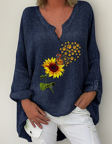 P Camiseta Holgada Estampada A La Moda For Mujer De Manga L