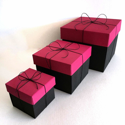 Set De 3 Cajas De Cartón Modelo Plegado Lateral Y Tapa Libre