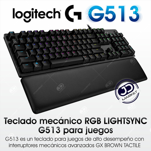 Imagen 2 de 10 de Logitech G513 Carbon Teclado Gamer Mecánico Gx Brown Tactile