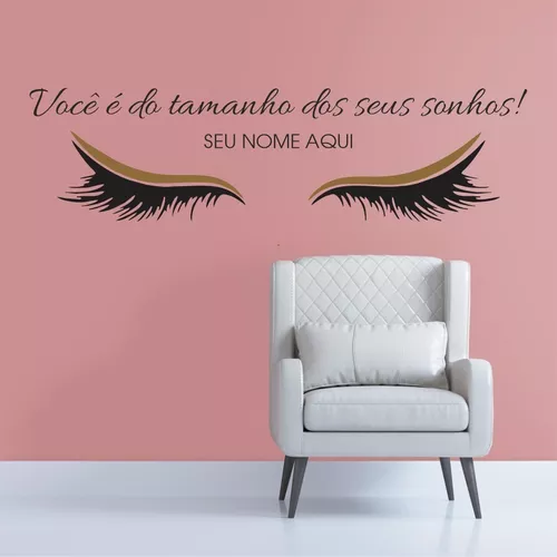 Adesivo de parede Cílios - Salão de Beleza - Lash com Nome