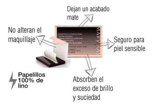 5 Cinco  Papelillos Absorbentes Brillo Facial Mary Kay  