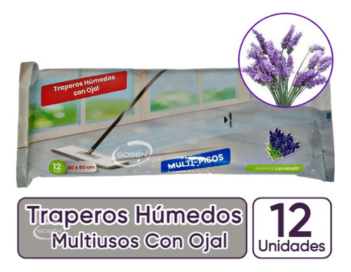 Trapero Húmedo - Paño De Limpieza - Traperos Con Ojal 12 Un.