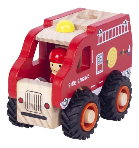 Juguete Carro De Madera Mini Camión De Bomberos Teach Play