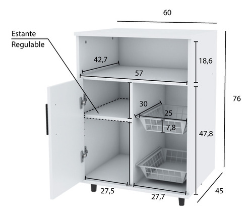 Mueble Microondas Rack Para Frutas Blanco Centro Estant