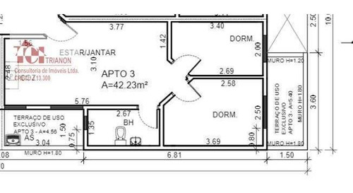 Imagem 5 de 12 de Apto S/cond Novo 2 Dorms, 42 M² + Sacada E Área Ilum. Por R$ 278.000 - Vila Tibiriçá - Santo André/sp - Ap3151
