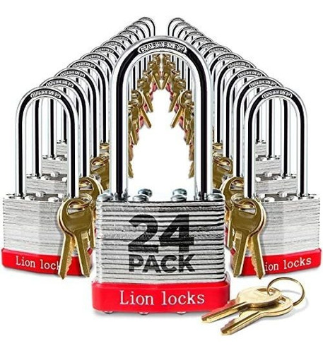 Lion Locks 24 Candados Con Llaves Iguales Grillete Largo De