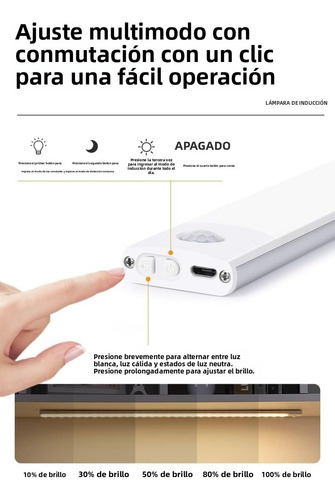 2 Lámparas 30cm Lámpara 60 Led Barra Luz Sensor Movimiento