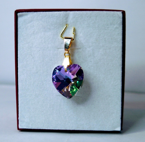 Imagem 4 de 4 de Pingente Cristal Swarovski Vitrail Light 1,4cm Folh. A Ouro