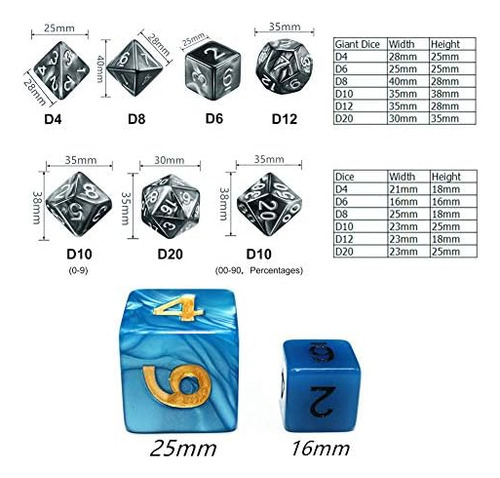 Dice- Dados Dnd De 25 Mm, Dados Rpg Azules Para Mazmorras Y