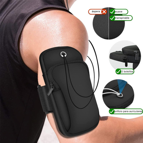 2 Funda Porta Celular Gym Para Correr Amplios Transpirables