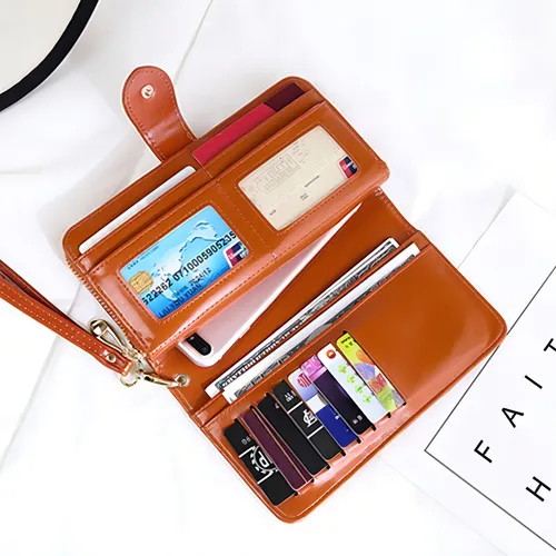 Monedero Para Dama Buena Calidad Super Moderno Y Amplio! Color Coral Diseño De La Tela Liso