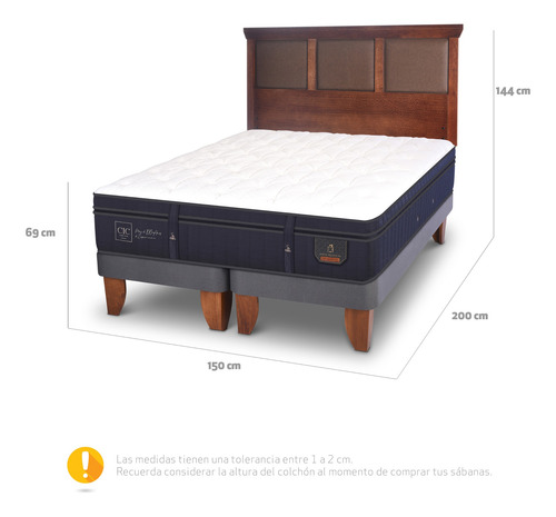 Cama Europea Super Premium 2p Bd Respaldo New Torino Caramel Azul