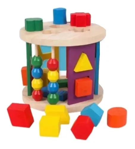 Caja De Cubos Didactico De Forma Geométrica De Madera