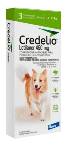 Credelio 11 A  22kg 3 Tabletas Contra Garrapatas Y Pulgas 