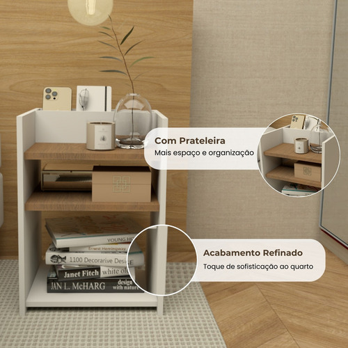 Mesa Cabeceira Quarto Pequena Branca Nicho Cama Box Moderna