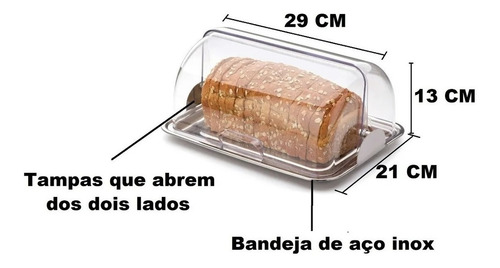 Imagem 2 de 5 de Porta Pão Vision Inox 29x21x13 Cm - Forma - 800145