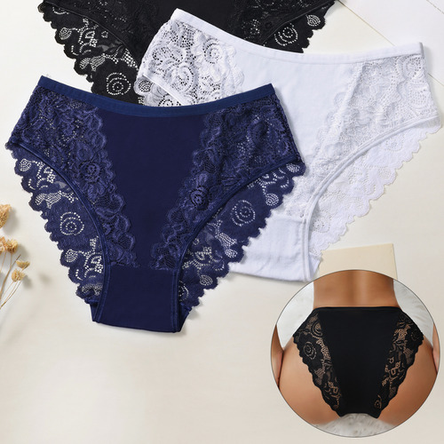 Pack X3 Bragas Grande Blanco - Encaje Elástico Pureza Mujer