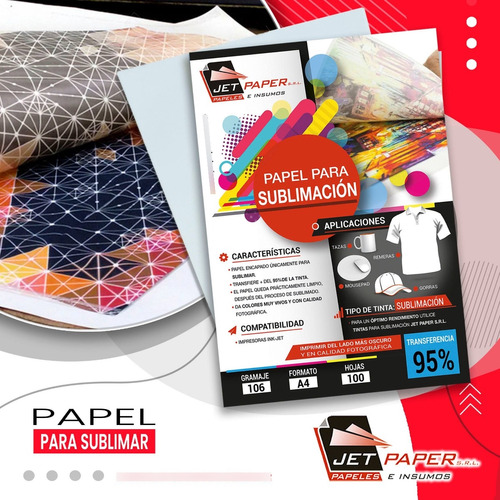 Papel Especifico Sublimar A4 106 Grs X 100 Hs 95 % Transf.