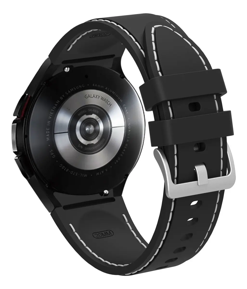 Pulseira Silicone Para Galaxy Watch6 Classic 47mm Sm-r965 Cor Preto/branco
