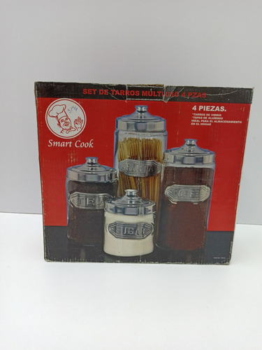 Imagen 4 de 5 de Set 4 Pote Envase Contenedor Cocina Smart Cook X. 3196 Xavi