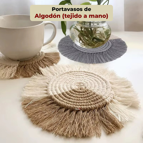 Posavasos Trenzados Para Bebida De Mesa Vasos Tazas Oficina Color Claro