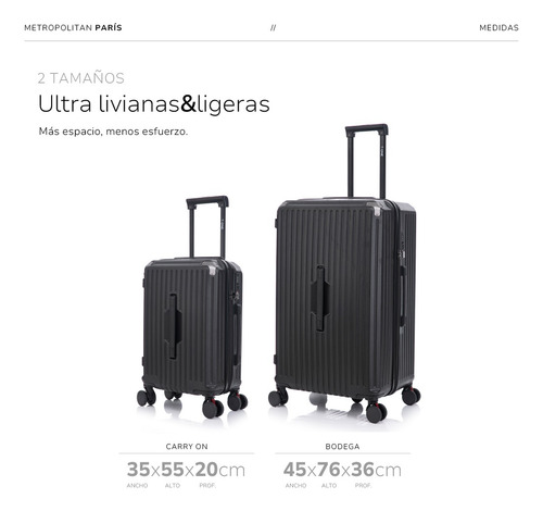 Valija Rigida Carry On Chica + Bodega Grande Paris T-onebag Negro París