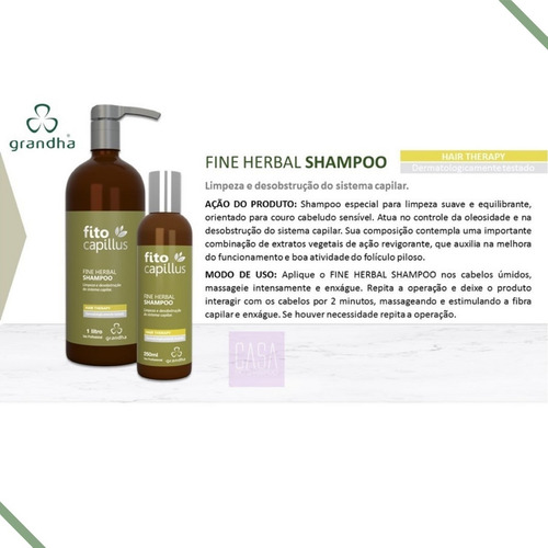 Grandha Shampoo Fito Capillus Fine Herbal Terapia 1 L