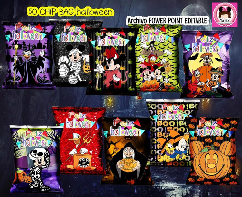Dulcero Halloween Disney Digital 50 Chip Bag Imprimible